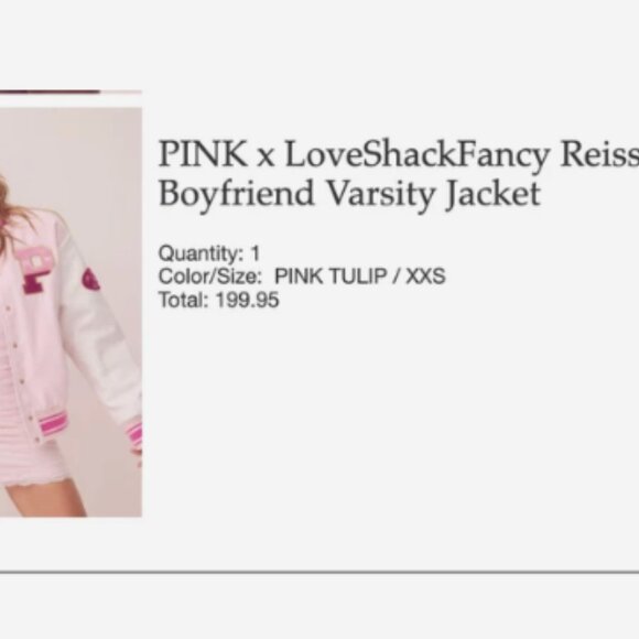 Victoria’s Secret PINK x LoveShackFancy Reissued Boyfriend Varsity Jacket - Picture 6 of 6